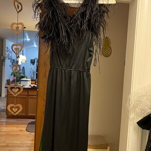 Elegant Black Feathered Dress